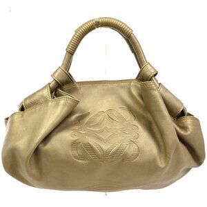 LOEWE ANAGRAM Logo Aire Handbag Nappa Leather Gold GHW Spain 76CA576